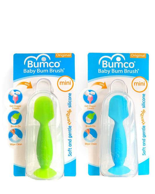 Bumco 2-Pack Mini Baby Bum Brush Bundle with Travel Case (Blue/Green)