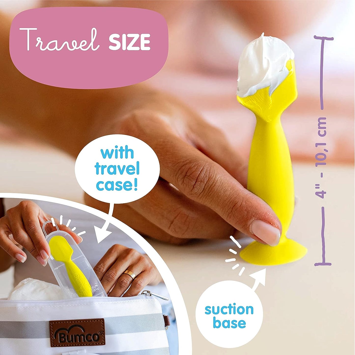 Bumco Mini Baby Bum Brush with Travel Case (Yellow)