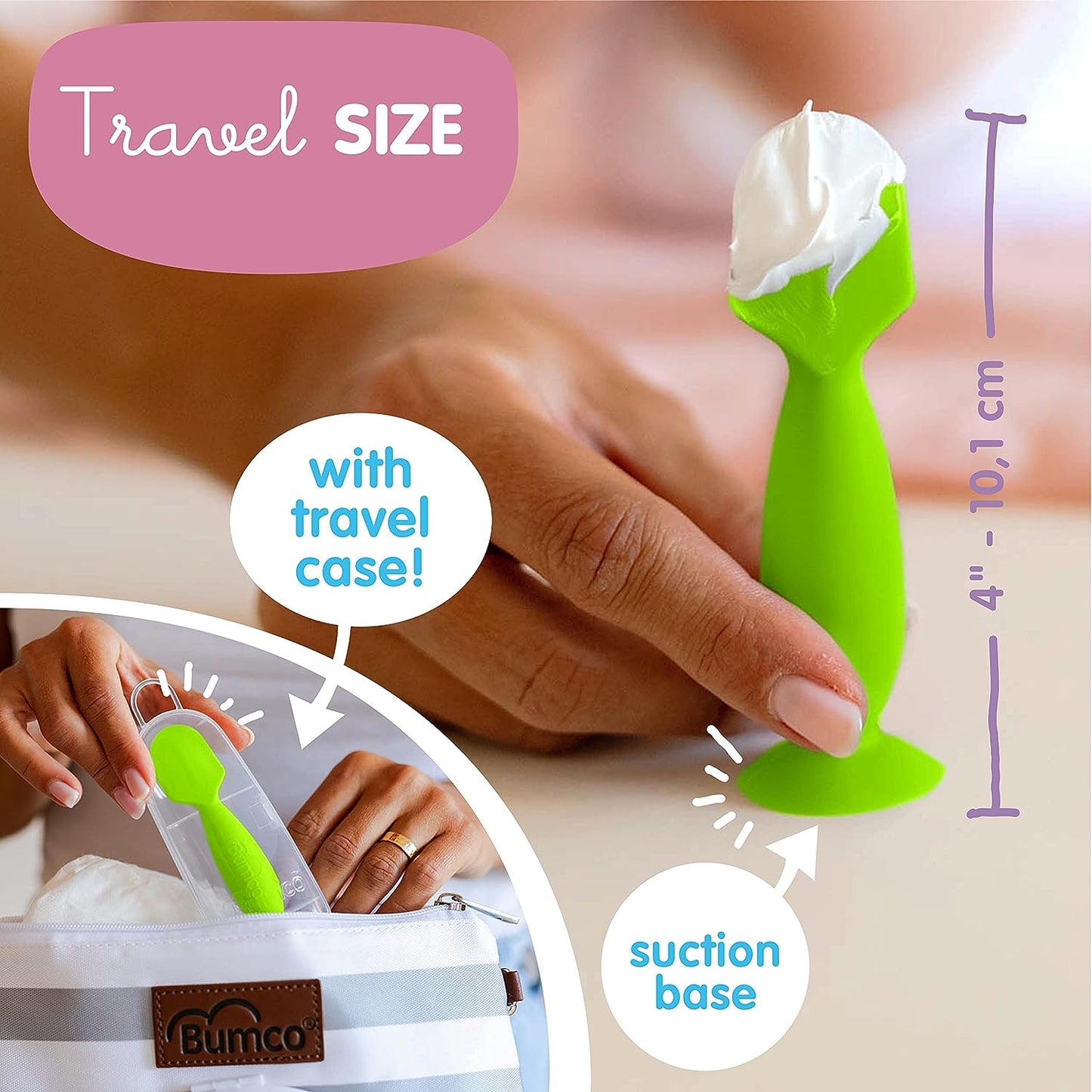 Bumco Mini Baby Bum Brush with Travel Case (Green)