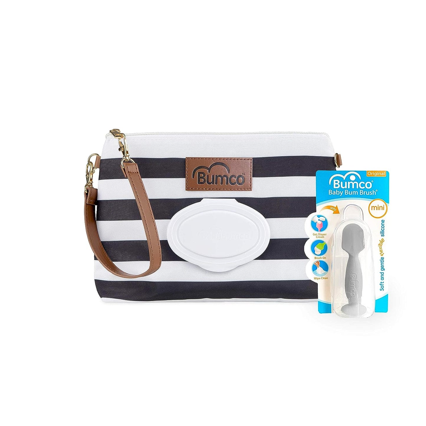 Bumco Diaper Clutch & Mini Baby Bum Brush Bundle (Black/Gray)