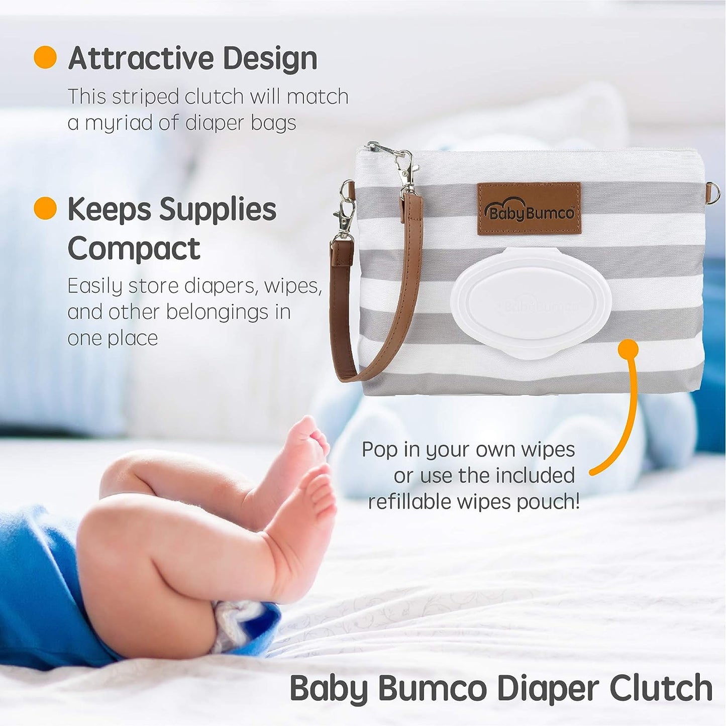 Bumco Diaper Clutch (Gray Stripe)