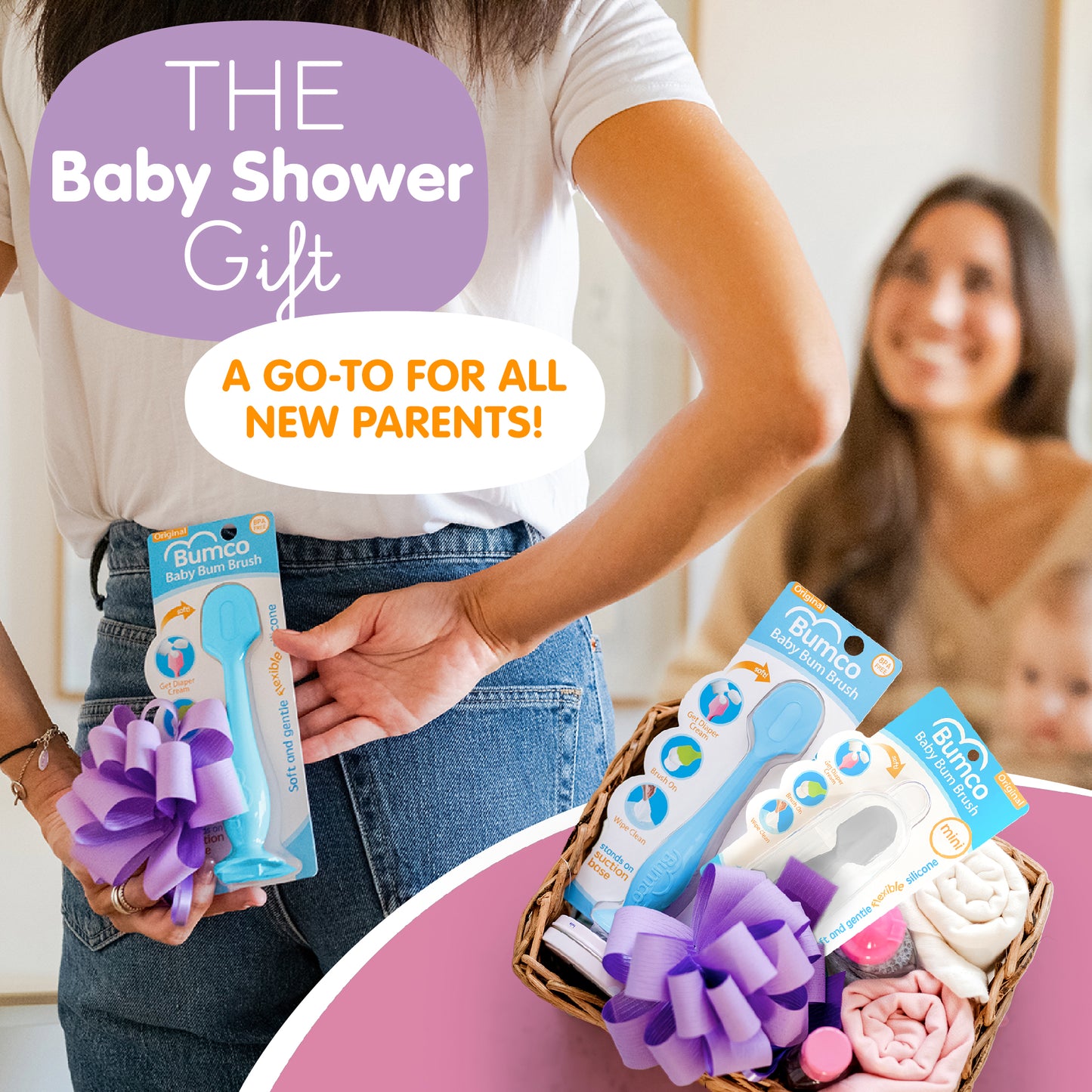 Bumco 2-Pack Full-Size & Mini Baby Bum Brush Bundle (Blue/Gray)