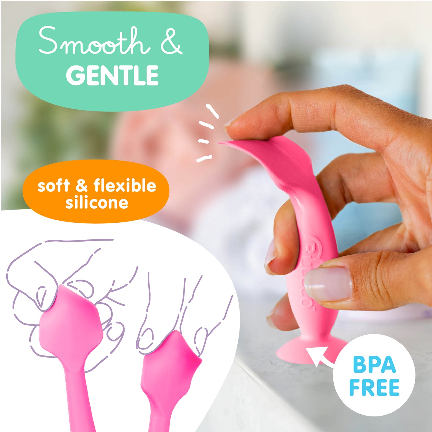 Bumco 2-Pack Full-Size & Mini Baby Bum Brush Bundle (Gray/Pink)