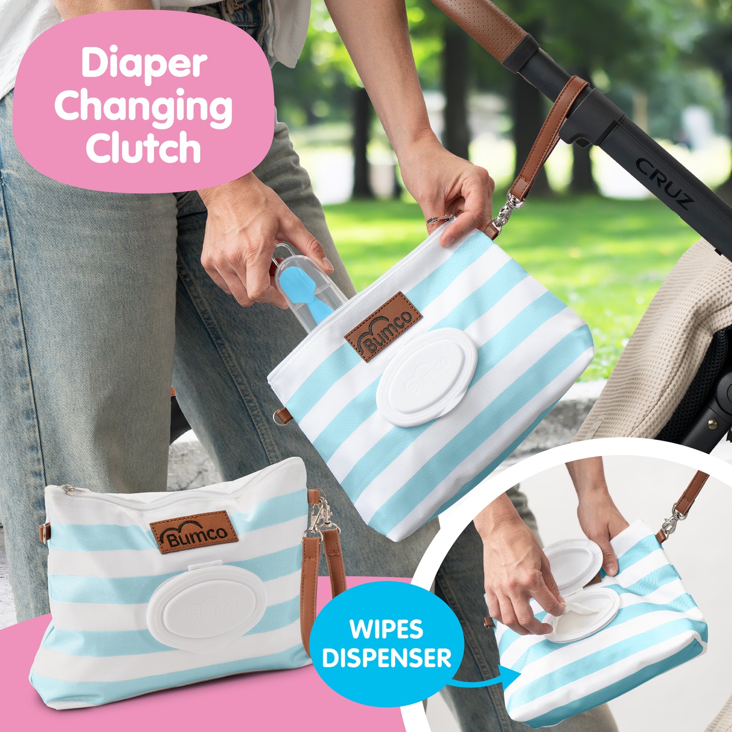 Bumco Diaper Clutch (Blue Stripe)