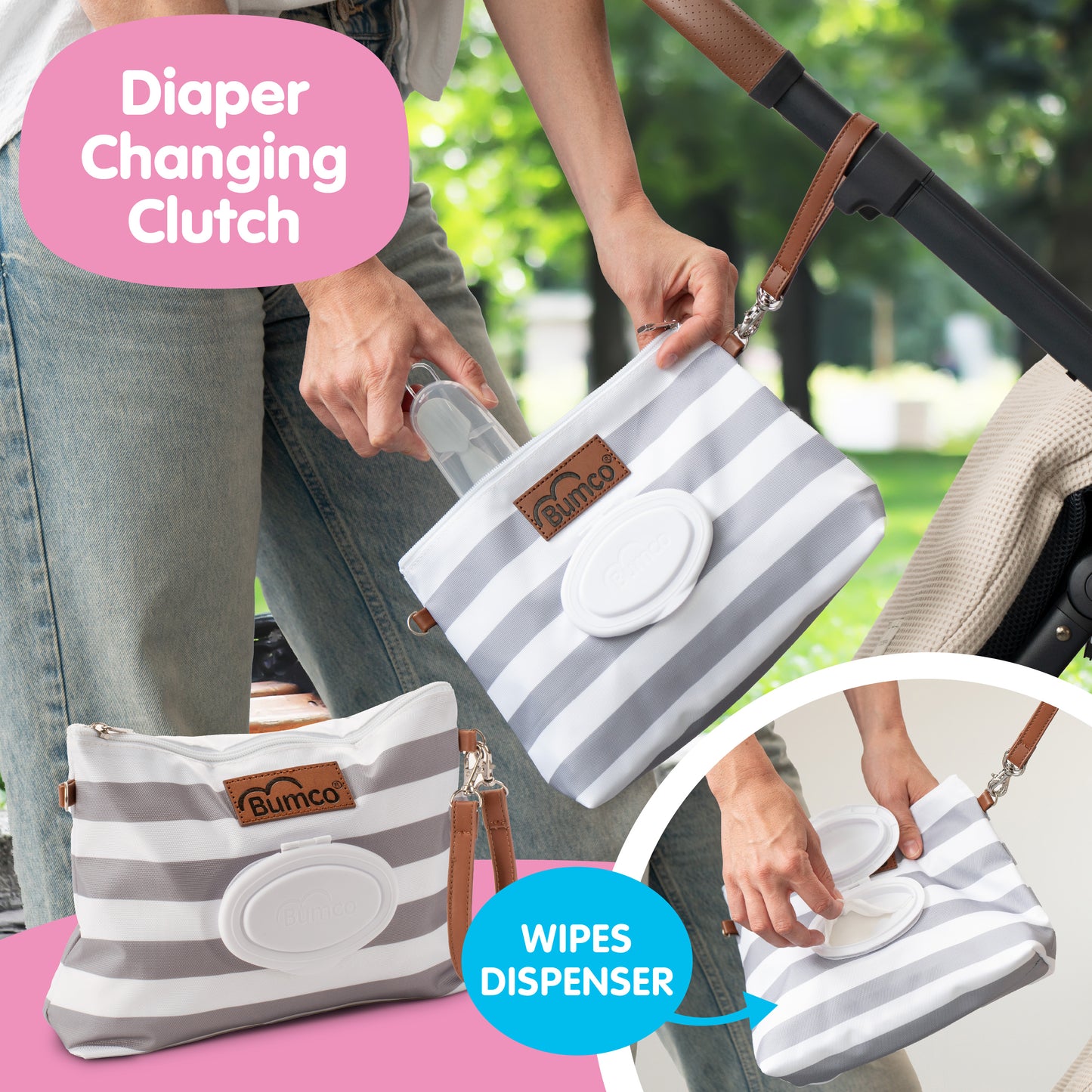 Bumco Diaper Clutch (Gray Stripe)