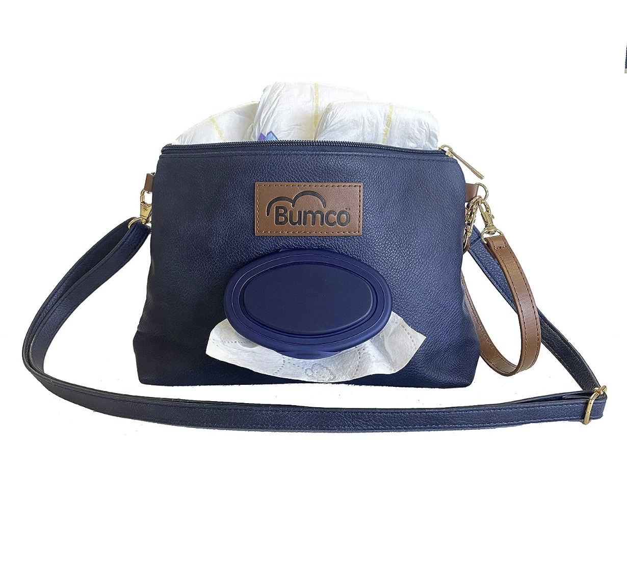 Bumco Vegan Leather Crossbody Diaper Clutch (Navy)