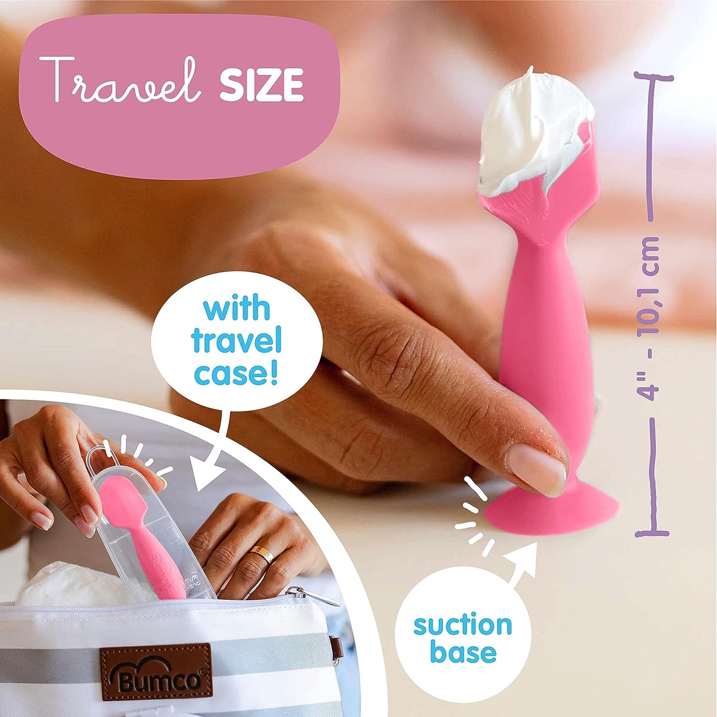 Bumco Mini Baby Bum Brush with Travel Case (Pink)