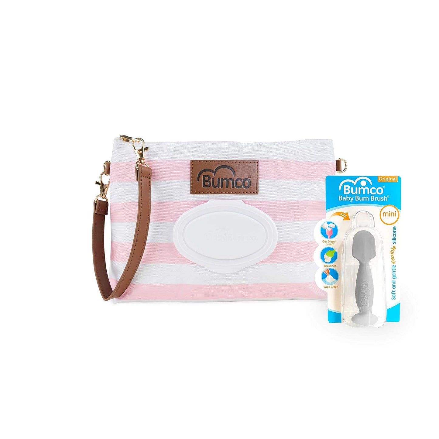 Bumco Diaper Clutch & Mini Baby Bum Brush Bundle (Pink/Gray)