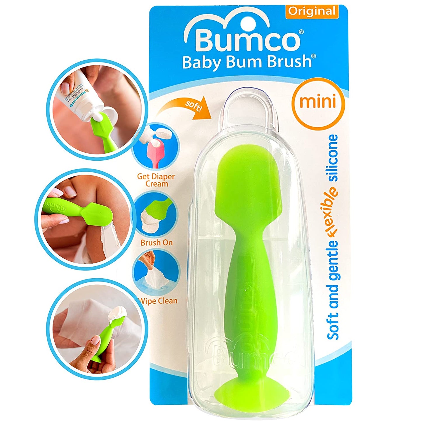 Bumco Mini Baby Bum Brush with Travel Case (Green)