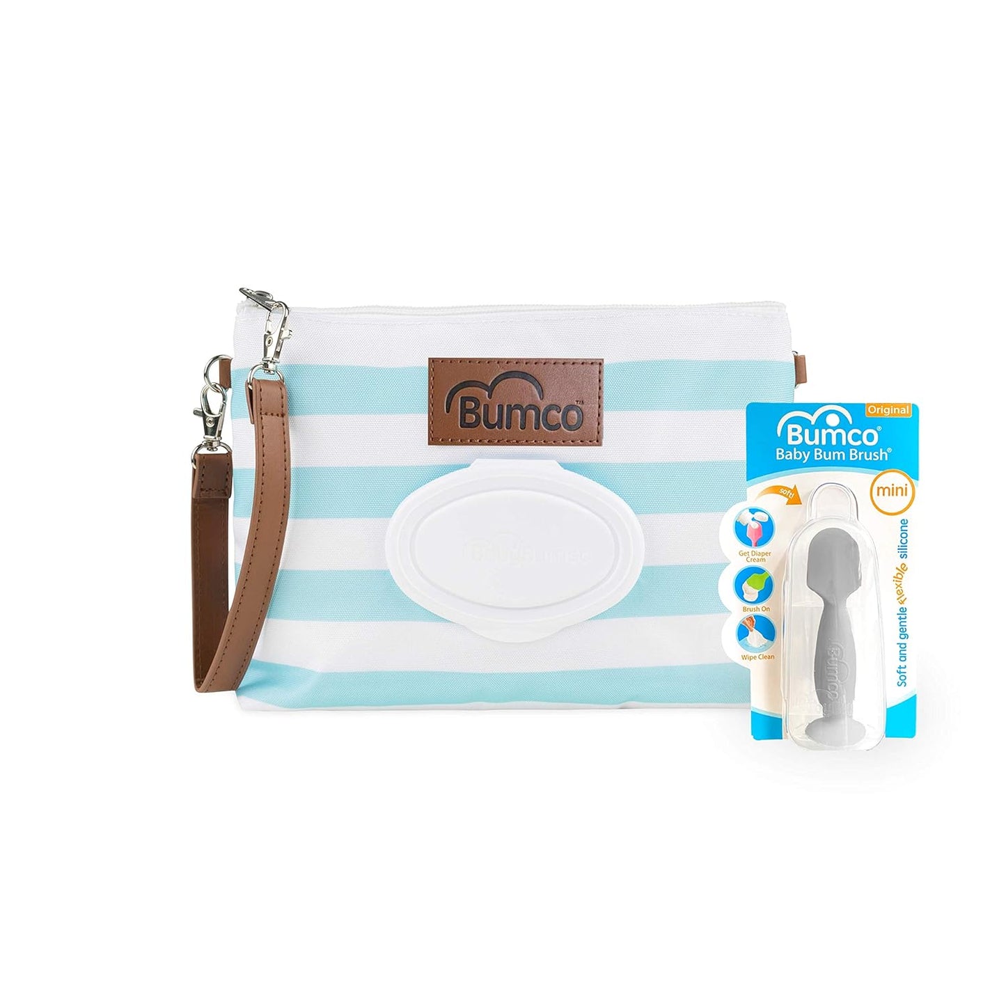 Bumco Diaper Clutch & Mini Baby Bum Brush Bundle (Blue/Gray)