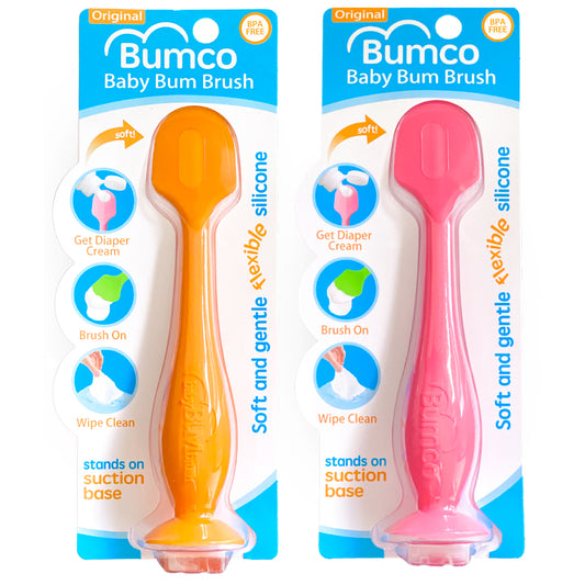 Bumco 2-Pack Full-Size Baby Bum Brush Bundle (Orange/Pink)