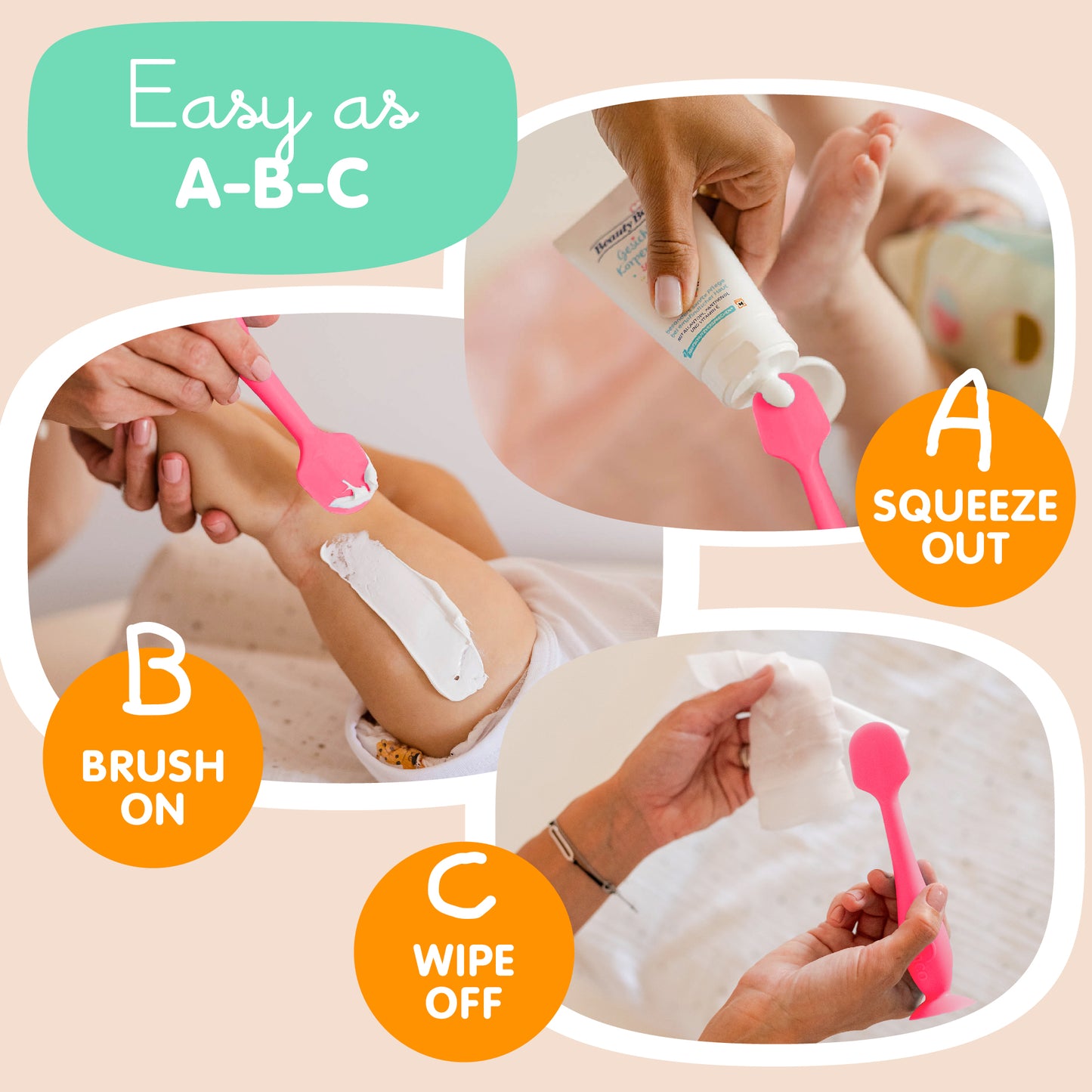 Bumco 2-Pack Full-Size Baby Bum Brush Bundle (Orange/Pink)