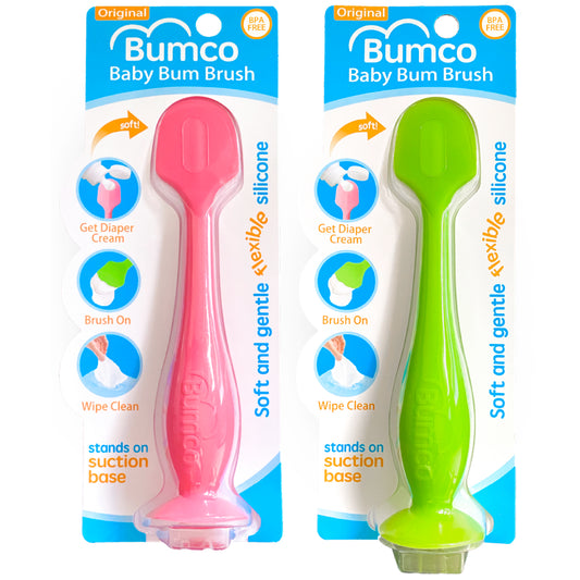 Bumco 2-Pack Full-Size Baby Bum Brush Bundle (Pink/Green)