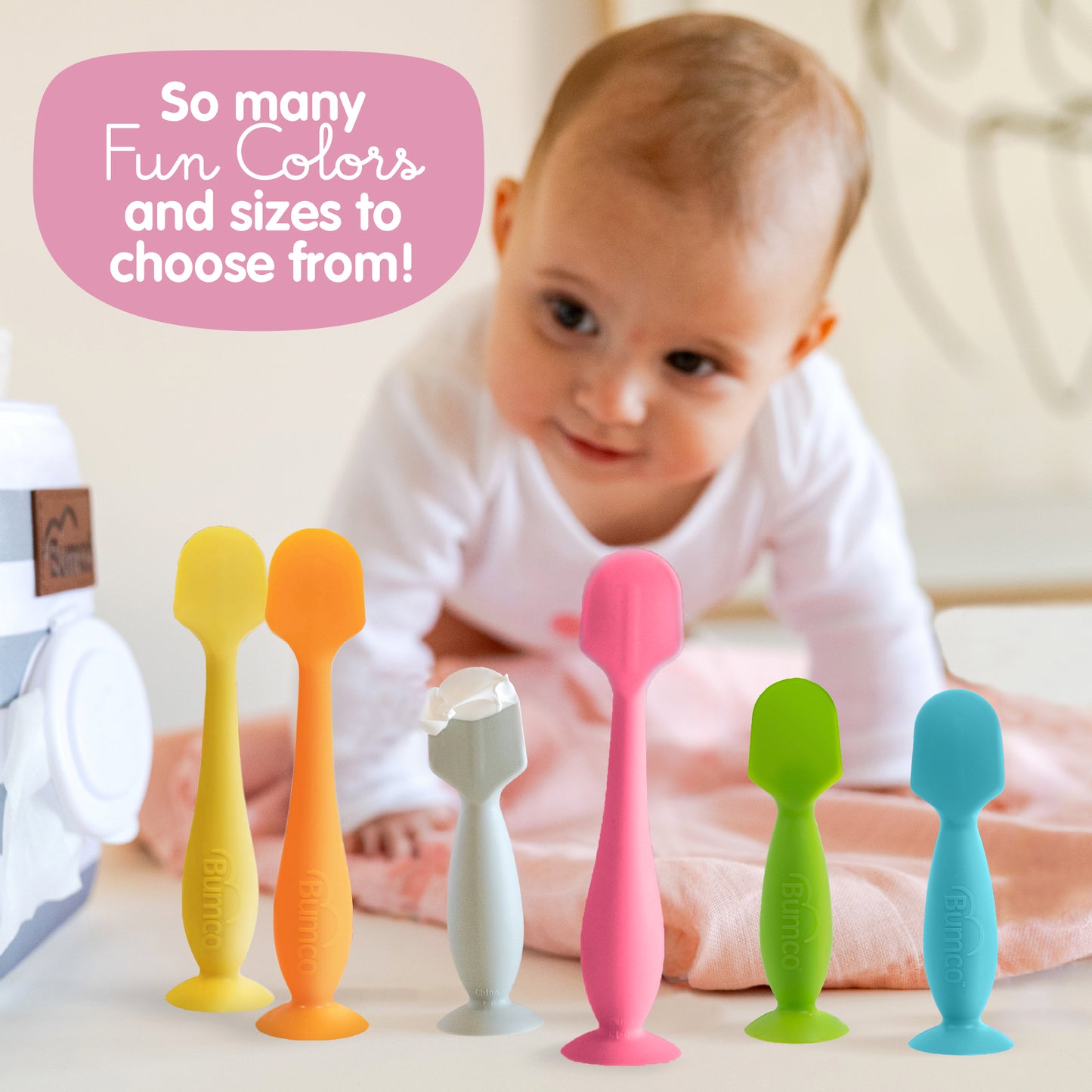 Bumco 2-Pack Full-Size & Mini Baby Bum Brush Bundle (Pink/Grey)