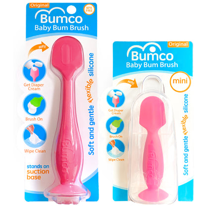 Bumco 2-Pack Full-Size & Mini Baby Bum Brush Bundle (Pink/Pink)