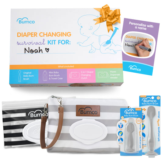 Bumco 'Diaper-Changing Survival Kit' Personalized Gift Set for Newborns (Gray)