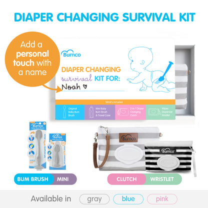 Bumco 'Diaper-Changing Survival Kit' Personalized Gift Set for Newborns (Gray)