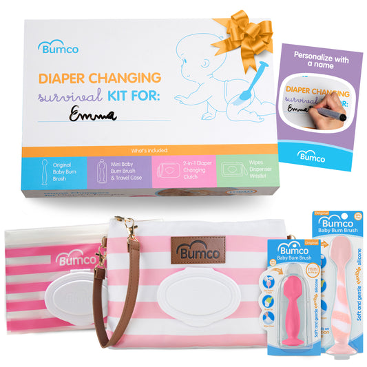 Bumco 'Diaper-Changing Survival Kit' Personalized Gift Set for Newborns (Pink)